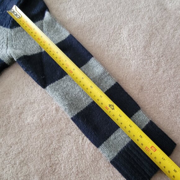 J. Crew Lambs Wool Crew Neck Striped Sweater Navy Gray - Picture 9 of 11